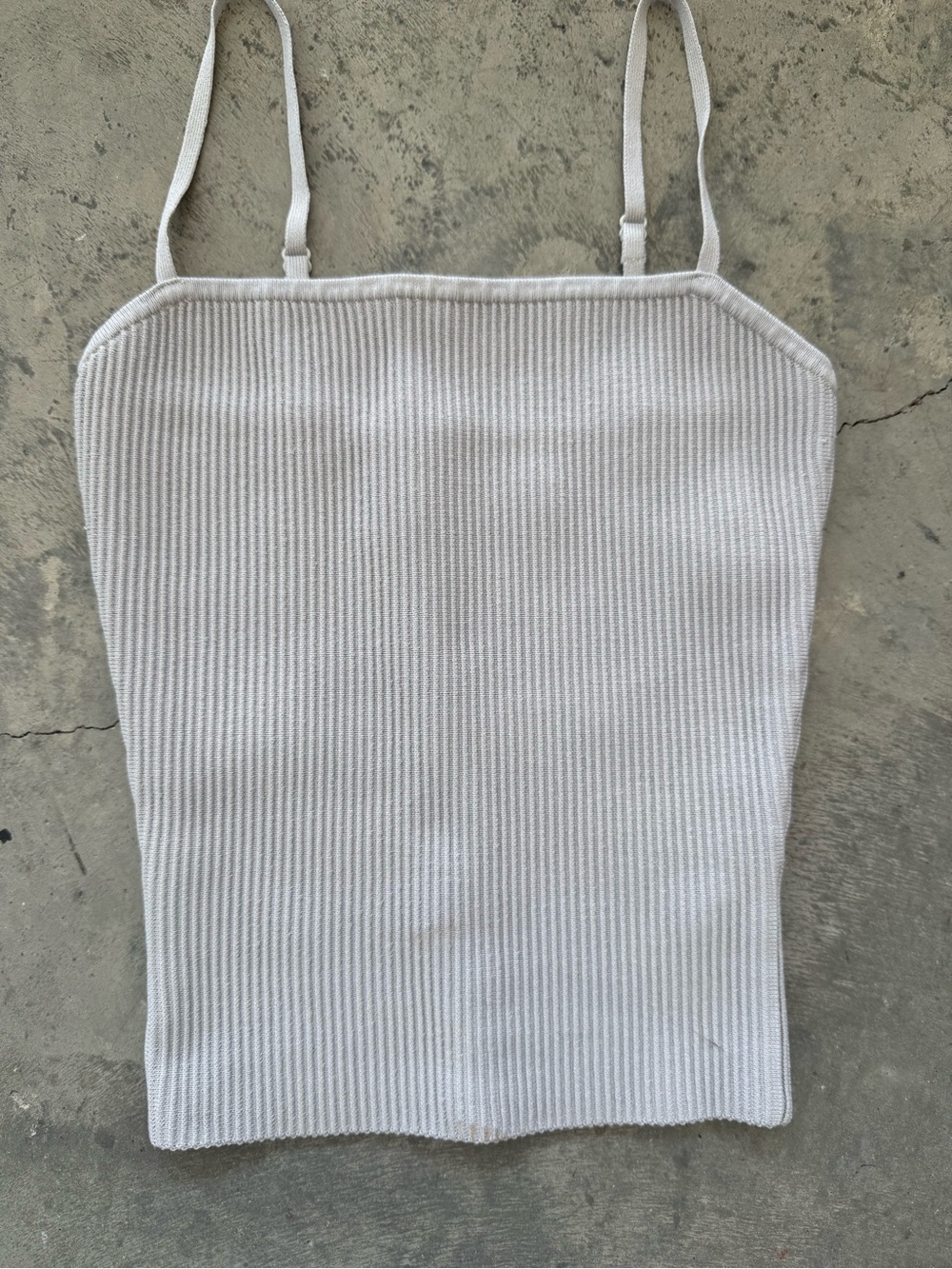 Babaton Ribbed Square-Neck Spaghetti Strap Tank - White - Picture 3 of 7